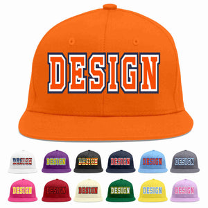 Conception personnalisée de casquette de baseball de sport à avant-toit plat orange orange-blanc pour hommes/femmes/jeunes