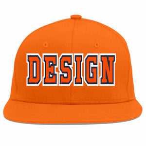 Conception personnalisée de casquette de baseball de sport à avant-toit plat orange orange-marine pour hommes/femmes/jeunes