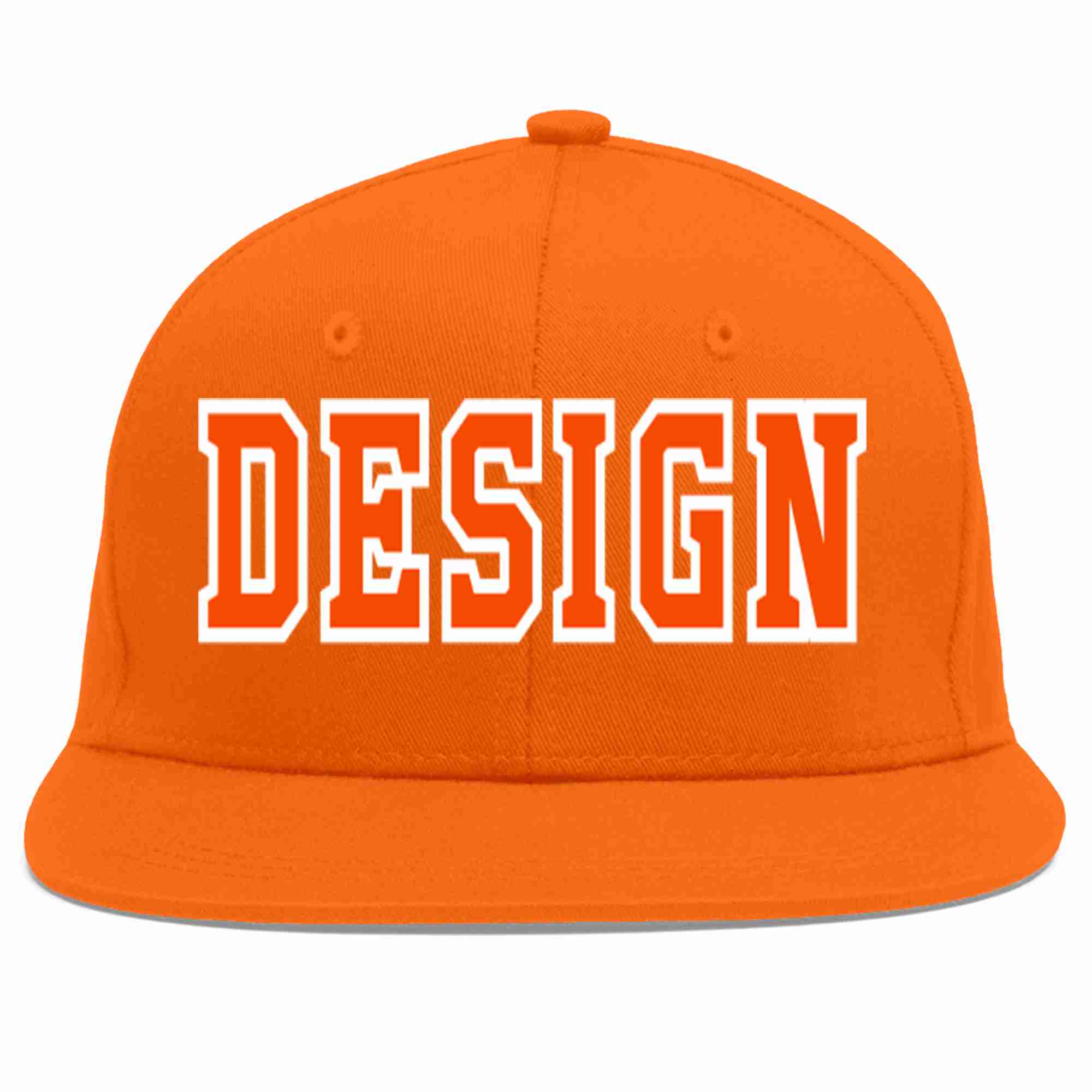 Conception personnalisée de casquette de baseball de sport à avant-toit plat orange orange-blanc pour hommes/femmes/jeunes