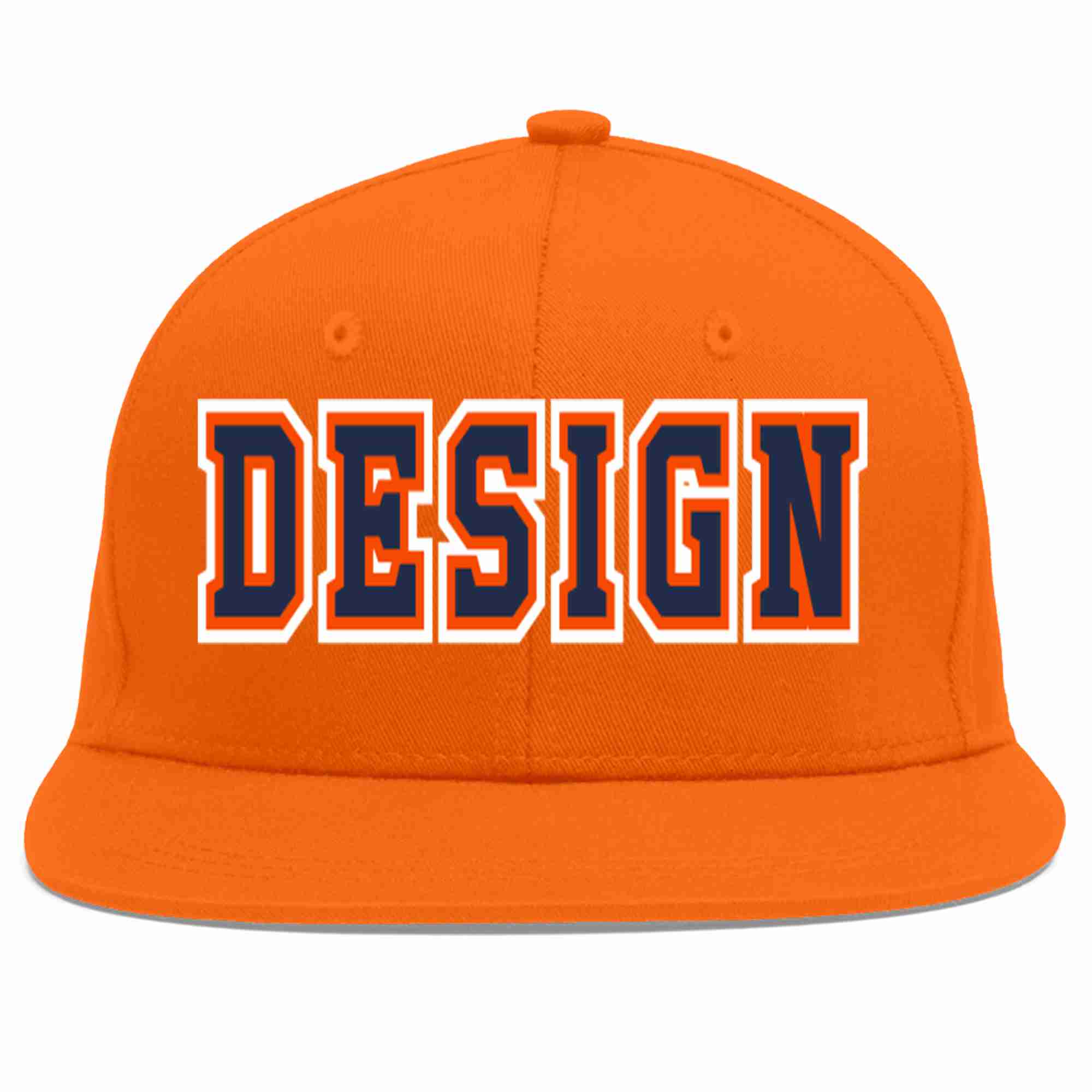 Conception personnalisée de casquette de baseball de sport à avant-toit plat orange marine-orange pour hommes/femmes/jeunes