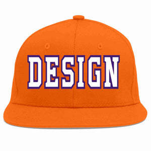 Conception personnalisée de casquette de baseball de sport à avant-toit plat orange blanc-violet pour hommes/femmes/jeunes