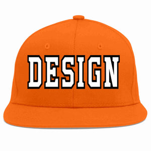 Custom Orange White-Black Flat Eaves Sport Baseball Cap Design for Men/Women/Youth