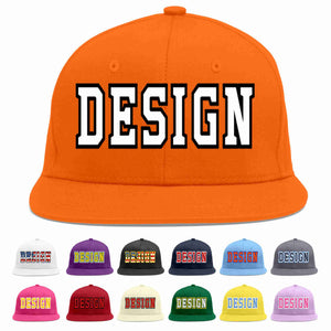 Custom Orange White-Black Flat Eaves Sport Baseball Cap Design for Men/Women/Youth