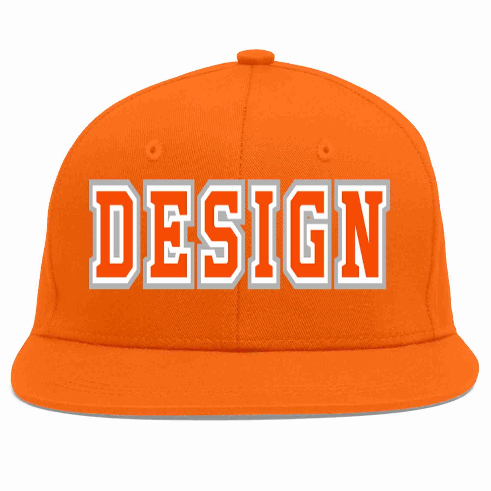 Custom Orange Orange-White Flat Eaves Sport Baseball Cap Design for Men/Women/Youth