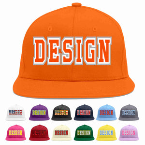 Conception personnalisée de casquette de baseball de sport à avant-toit plat orange orange-blanc pour hommes/femmes/jeunes