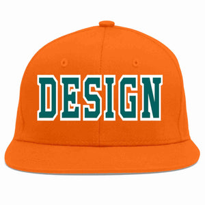 Custom Orange Aqua-White Flat Eaves Sport Baseball Cap Design for Men/Women/Youth