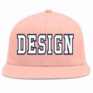 Conception personnalisée de casquette de baseball de sport à Eaves plates rose blanc-marine pour hommes/femmes/jeunes