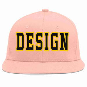 Conception personnalisée de casquette de baseball de sport à avant-toit plat rose noir-or pour hommes/femmes/jeunes