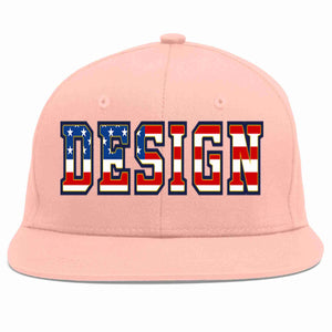 Custom Pink Vintage USA Flag-Gold Flat Eaves Sport Baseball Cap Design for Men/Women/Youth