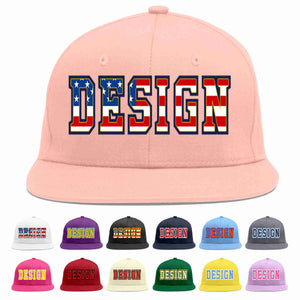 Custom Pink Vintage USA Flag-Gold Flat Eaves Sport Baseball Cap Design for Men/Women/Youth