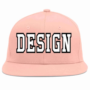 Custom Pink White-Black Flat Eaves Sport Baseball Cap Design for Men/Women/Youth