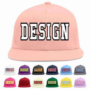 Custom Pink White-Black Flat Eaves Sport Baseball Cap Design for Men/Women/Youth