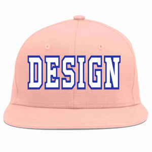 Custom Pink White-Royal Flat Eaves Sport Baseball Cap Design for Men/Women/Youth