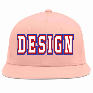 Custom Pink White-Red Flat Eaves Sport Baseball Cap Design for Men/Women/Youth