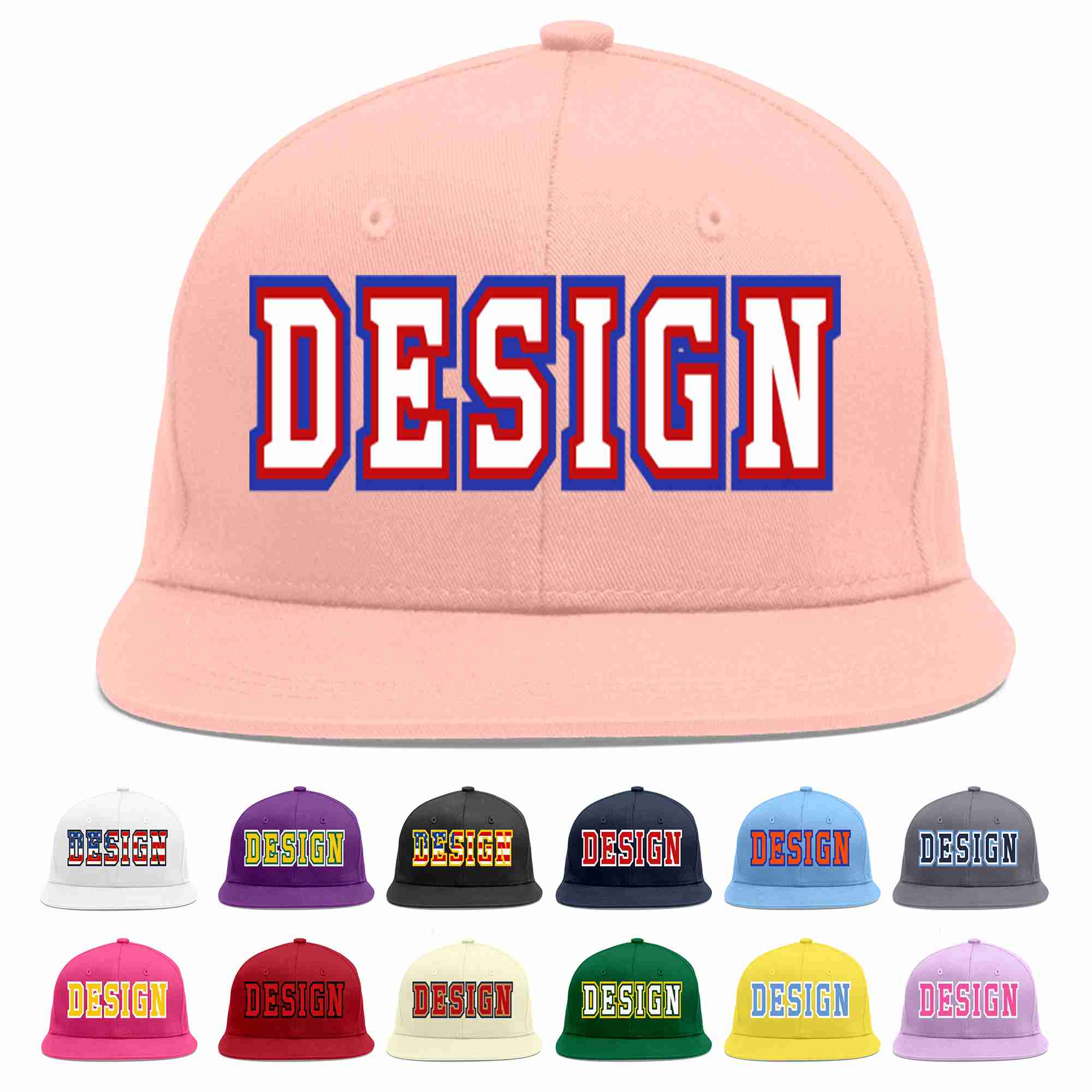 Custom Pink White-Red Flat Eaves Sport Baseball Cap Design for Men/Women/Youth