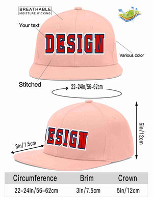 Custom Pink Red-Navy Flat Eaves Sport Baseball Cap Design for Men/Women/Youth