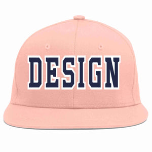 Conception personnalisée de casquette de baseball de sport à avant-toit plat rose marine-blanc pour hommes/femmes/jeunes