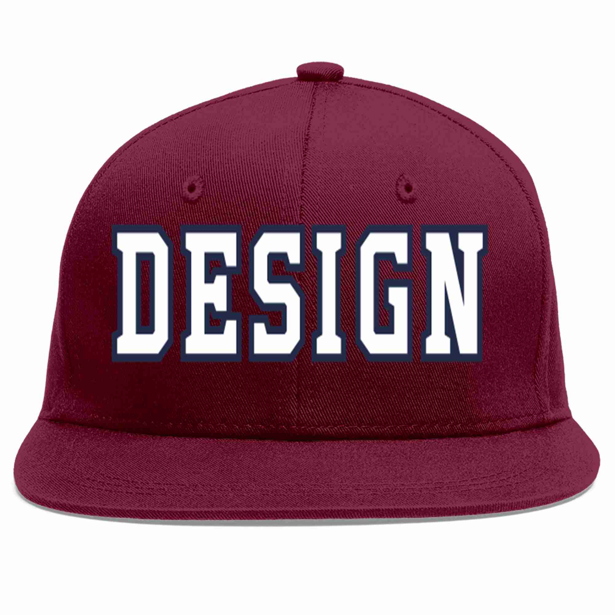 Custom Crimson White-Navy Flat Eaves Sport Baseball Cap Design for Men/Women/Youth