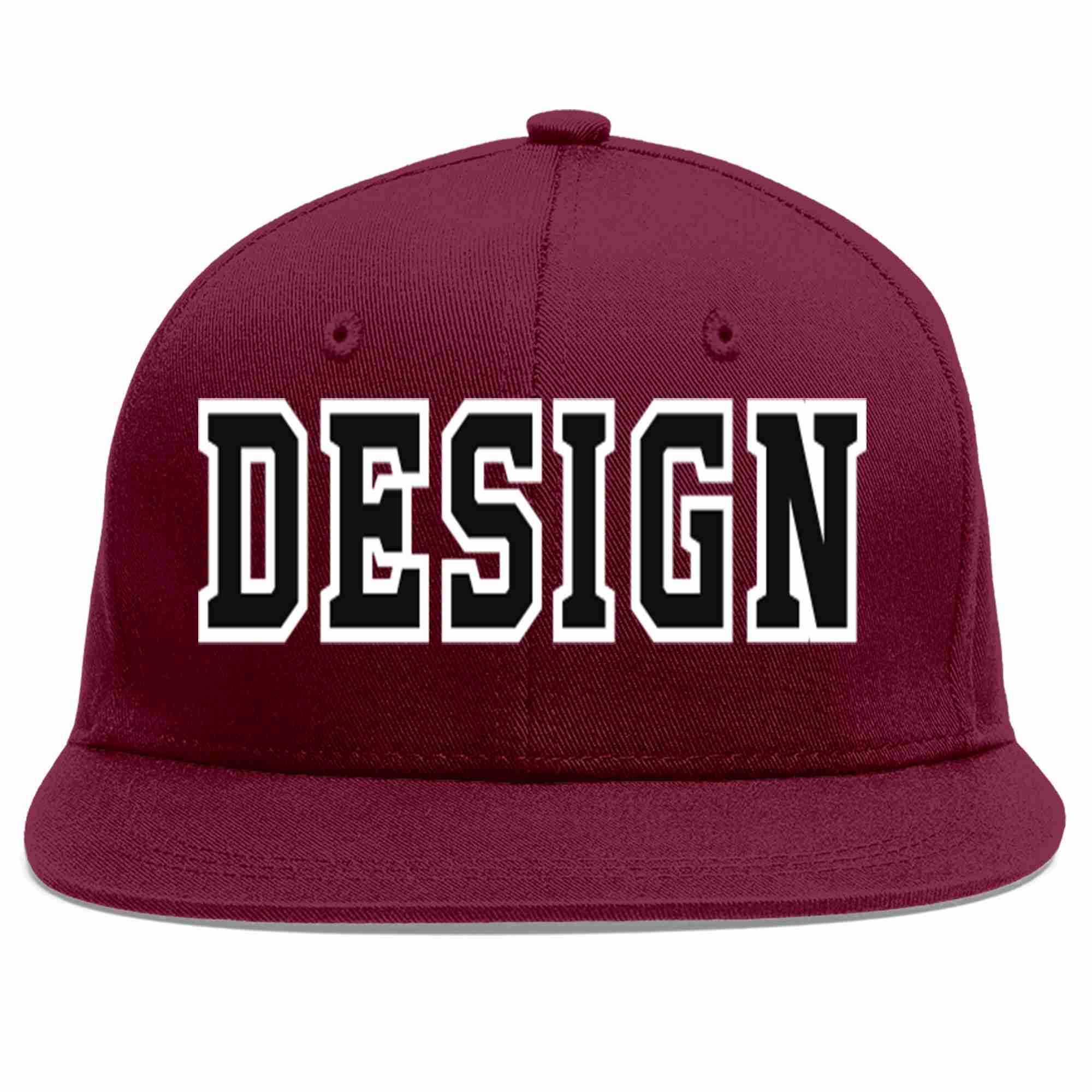 Custom Crimson Black-White Flat Eaves Sport Baseball Cap Design for Men/Women/Youth