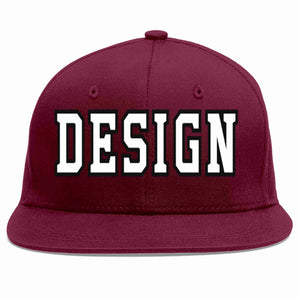 Custom Crimson White-Black Flat Eaves Sport Baseball Cap Design for Men/Women/Youth