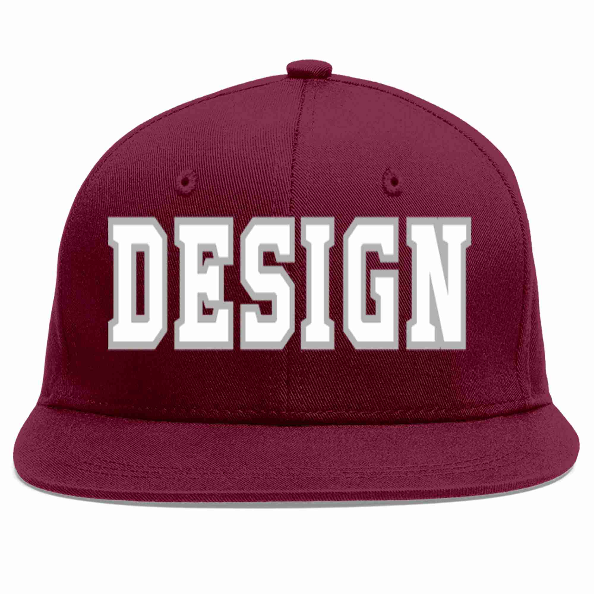 Custom Crimson White-Gray Flat Eaves Sport Baseball Cap Design for Men/Women/Youth