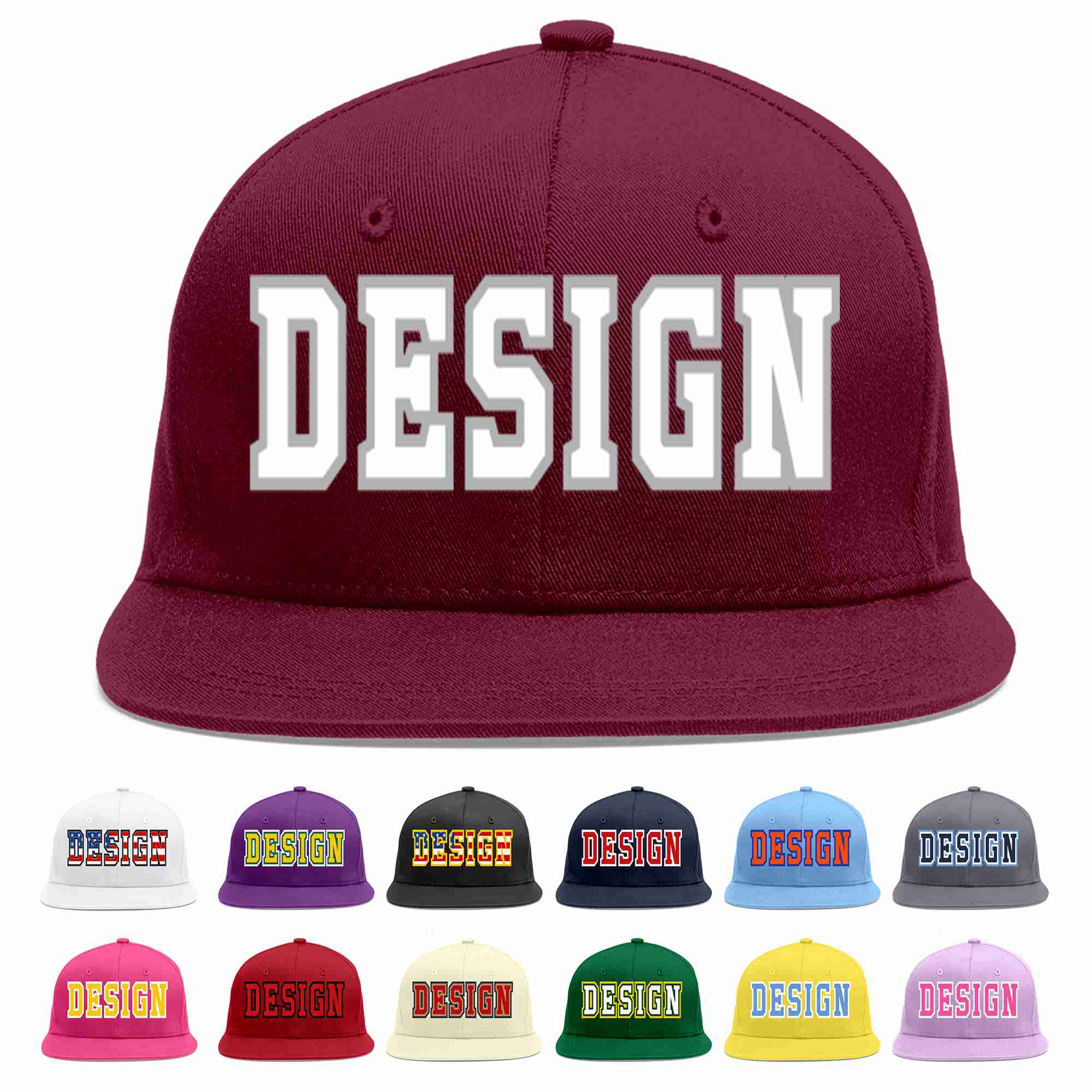 Custom Crimson White-Gray Flat Eaves Sport Baseball Cap Design for Men/Women/Youth