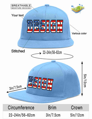 Custom Light Blue Vintage USA Flag-Gold Flat Eaves Sport Baseball Cap Design for Men/Women/Youth