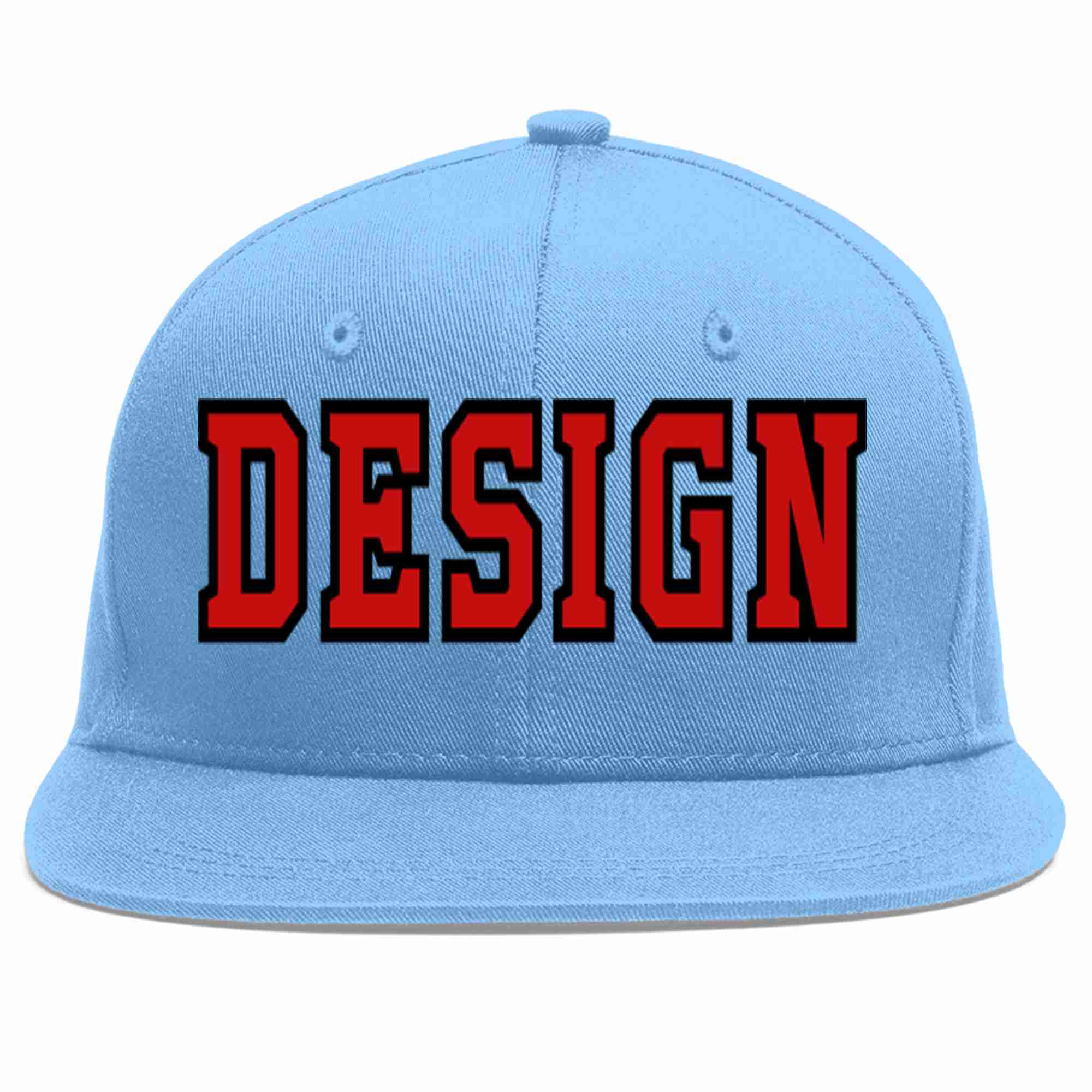 Custom Light Blue Red-Black Flat Eaves Sport Baseball Cap Design for Men/Women/Youth