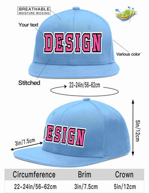 Custom Light Blue Pink-Black Flat Eaves Sport Baseball Cap Design for Men/Women/Youth