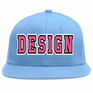 Custom Light Blue Pink-Black Flat Eaves Sport Baseball Cap Design for Men/Women/Youth