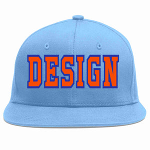 Casquette de baseball de sport personnalisée bleu clair orange-royal, conception pour hommes/femmes/jeunes