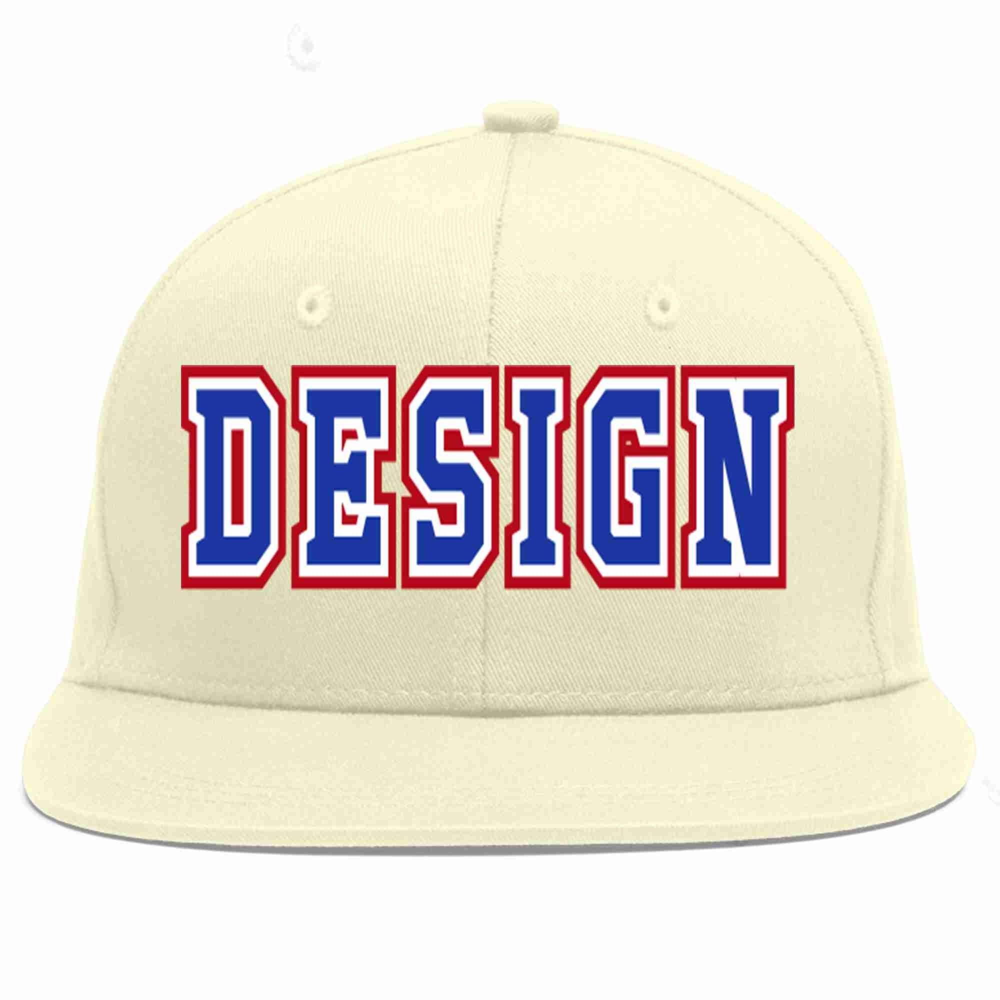 Conception personnalisée de casquette de baseball de sport à Eaves plates Royal-White crème personnalisée pour hommes/femmes/jeunes