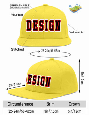 Custom Light Gold Black-Red Flat Eaves Sport Baseball Cap Design for Men/Women/Youth