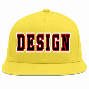 Custom Light Gold Black-Red Flat Eaves Sport Baseball Cap Design for Men/Women/Youth