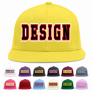 Custom Light Gold Black-Red Flat Eaves Sport Baseball Cap Design for Men/Women/Youth