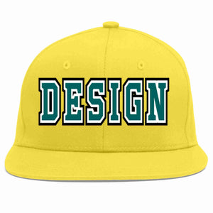 Custom Light Gold Aqua-White Flat Eaves Sport Baseball Cap Design for Men/Women/Youth