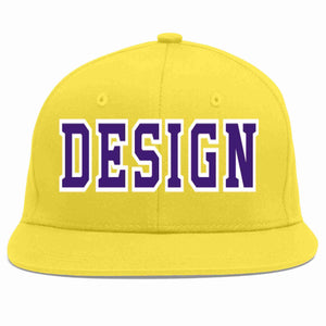 Conception personnalisée de casquette de baseball de sport à avant-toit plat violet-blanc or clair pour hommes/femmes/jeunes