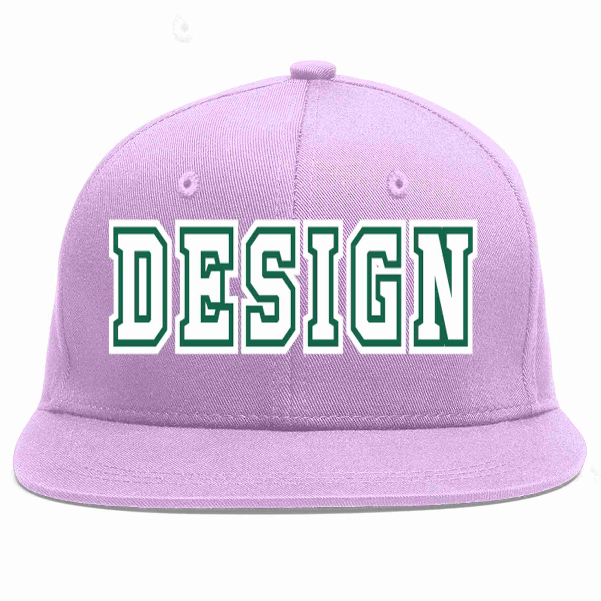 Conception personnalisée de casquette de baseball de sport à avant-toit plat violet clair blanc-vert Kelly pour hommes/femmes/jeunes