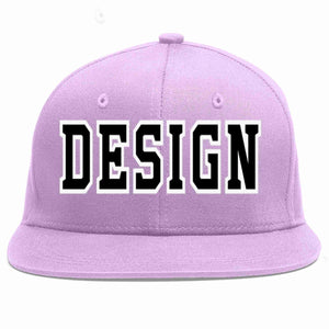 Conception personnalisée de casquette de baseball de sport à avant-toit plat violet clair noir-blanc pour hommes/femmes/jeunes