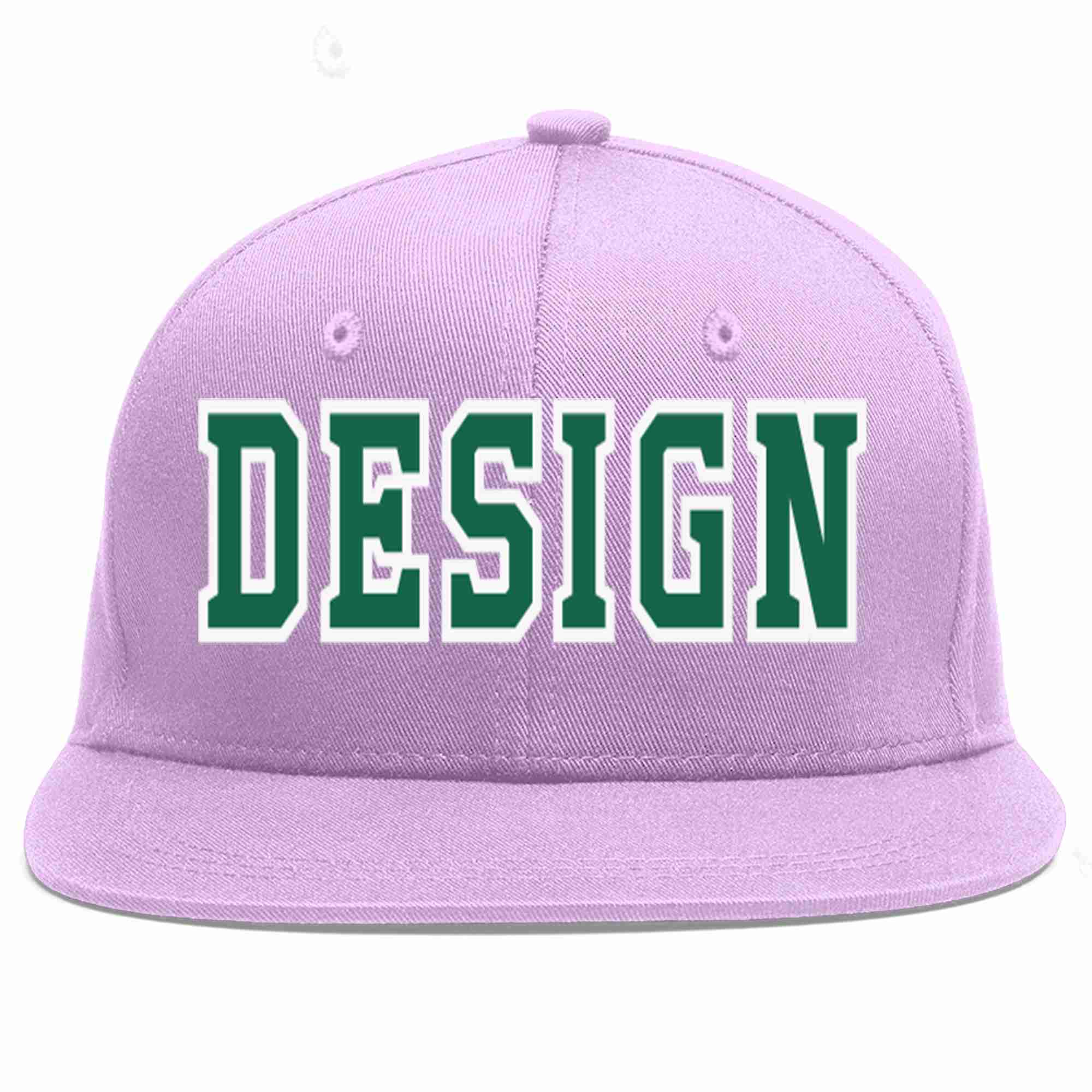 Conception personnalisée de casquette de baseball de sport à avant-toit plat violet clair Kelly vert-blanc pour hommes/femmes/jeunes