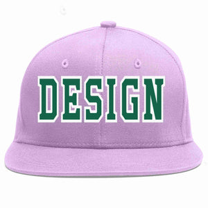 Custom Light Purple Kelly Green-White Flat Eaves Sport Baseball Cap Design for Men/Women/Youth