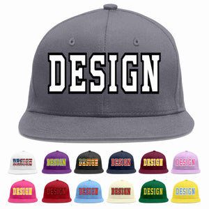 Custom Dark Gray White-Black Flat Eaves Sport Baseball Cap Design for Men/Women/Youth