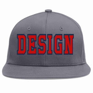 Conception personnalisée de casquette de baseball de sport à avant-toit plat gris foncé rouge-marine pour hommes/femmes/jeunes