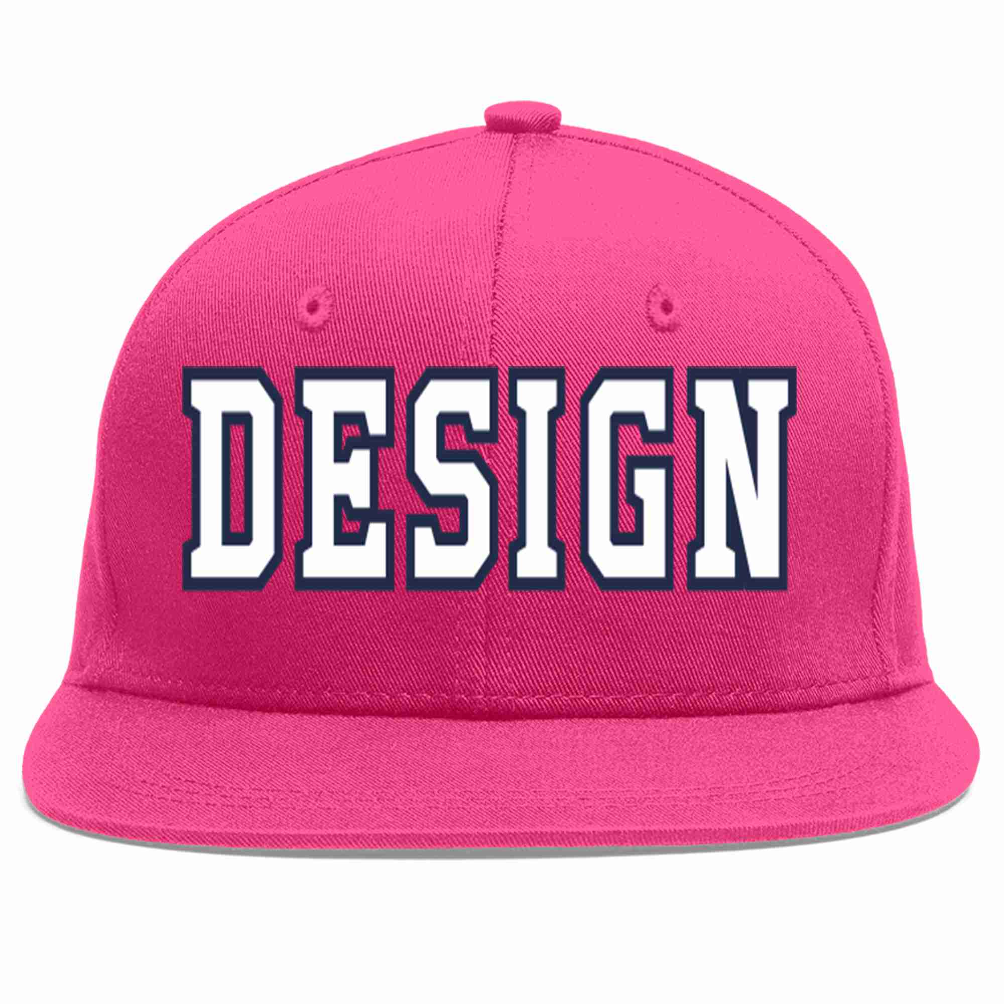 Custom Rose Red White-Navy Flat Eaves Sport Baseball Cap Design for Men/Women/Youth