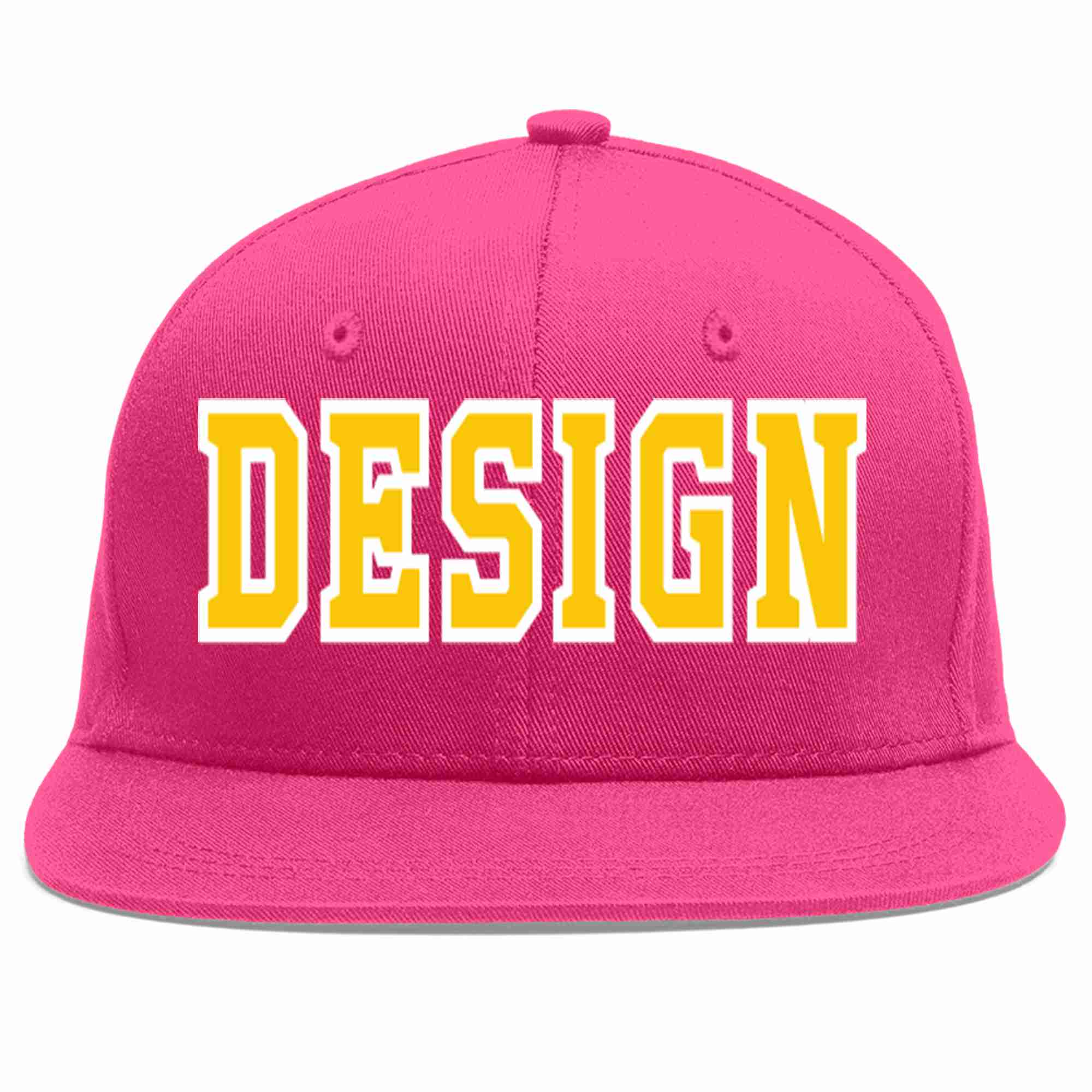 Custom Rose Red Gold-White Flat Eaves Sport Baseball Cap Design for Men/Women/Youth