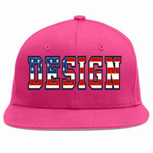 Custom Rose Red Vintage USA Flag-Gold Flat Eaves Sport Baseball Cap Design for Men/Women/Youth