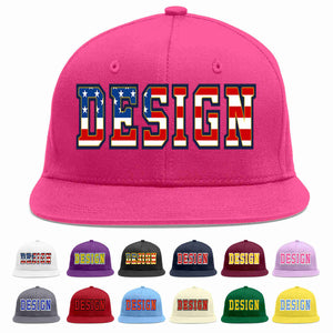 Custom Rose Red Vintage USA Flag-Gold Flat Eaves Sport Baseball Cap Design for Men/Women/Youth