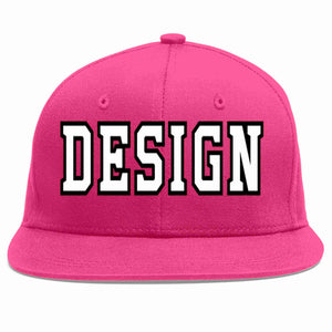 Custom Rose Red White-Black Flat Eaves Sport Baseball Cap Design for Men/Women/Youth