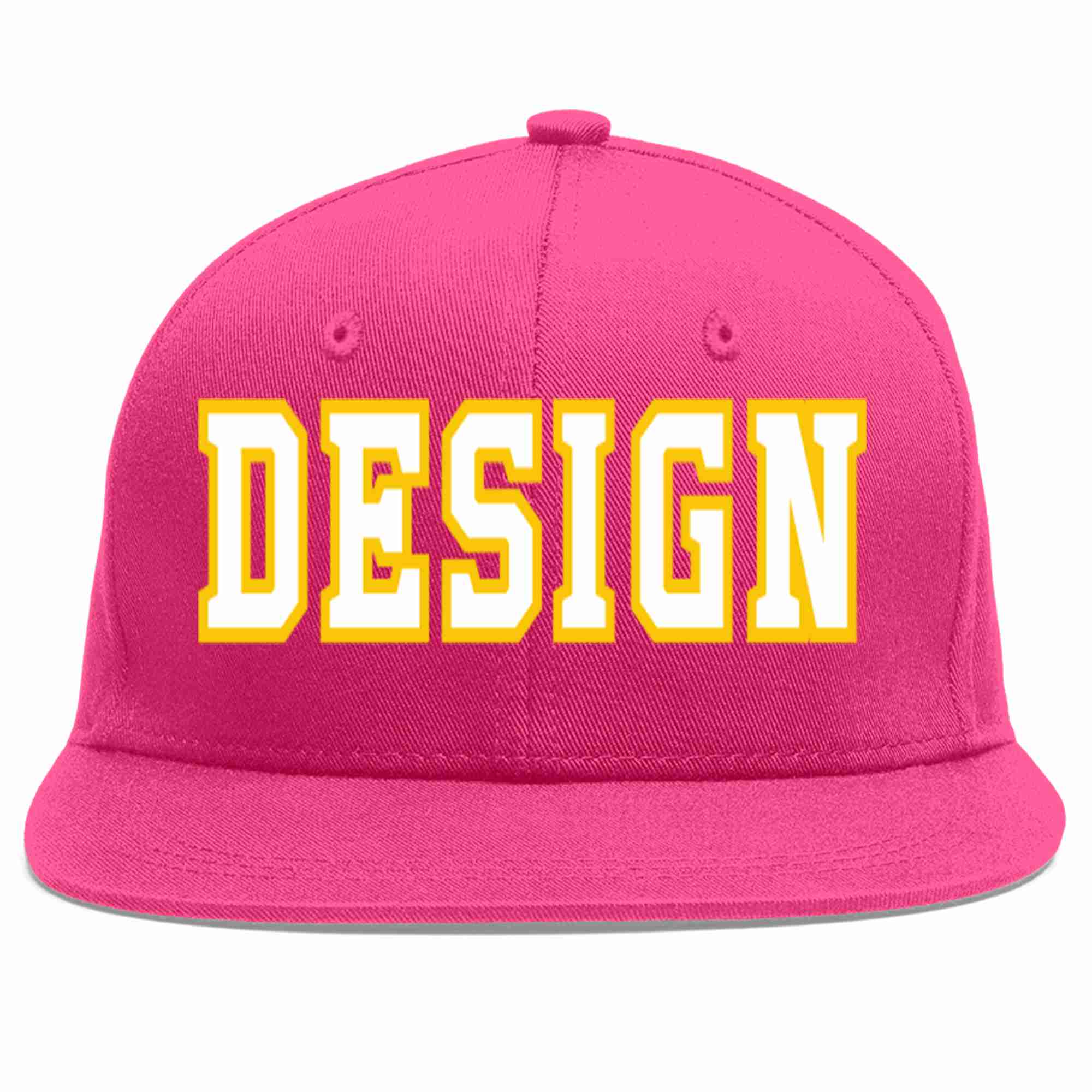 Custom Rose Red White-Gold Flat Eaves Sport Baseball Cap Design for Men/Women/Youth