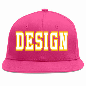 Conception personnalisée de casquette de baseball de sport à avant-toit plat rose rouge blanc-or pour hommes/femmes/jeunes